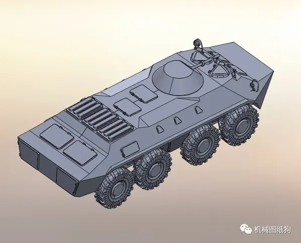 【其他车型】btr装甲车简易模型图纸 solidworks设计