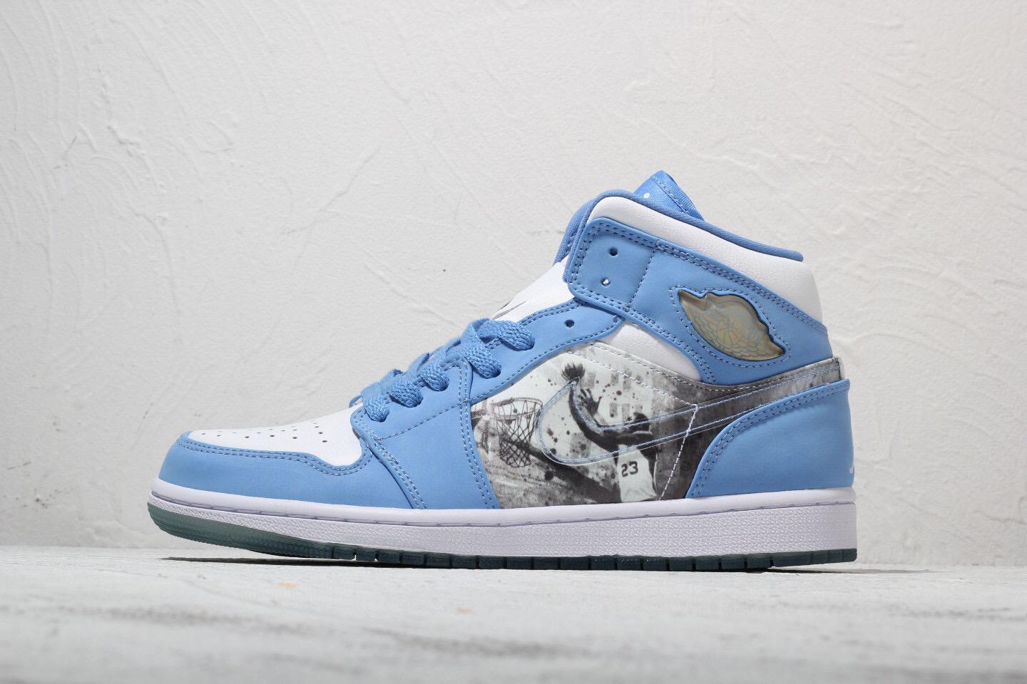 air jordan 1 mid,aj1最丑5大配色 乔丹airjordan1midalpha水墨白蓝休闲运动球鞋