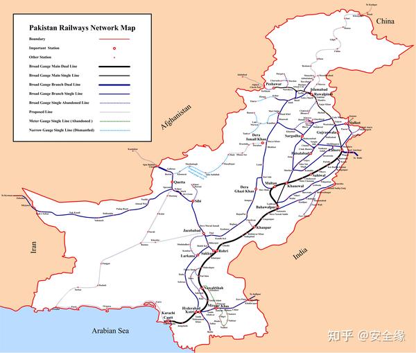巴基斯坦 铁路线路图