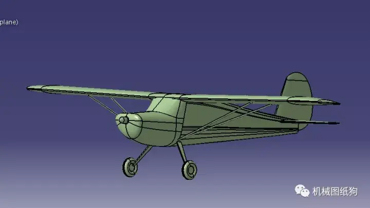飞行模型简易老式滑翔飞机模型3d图纸catia设计