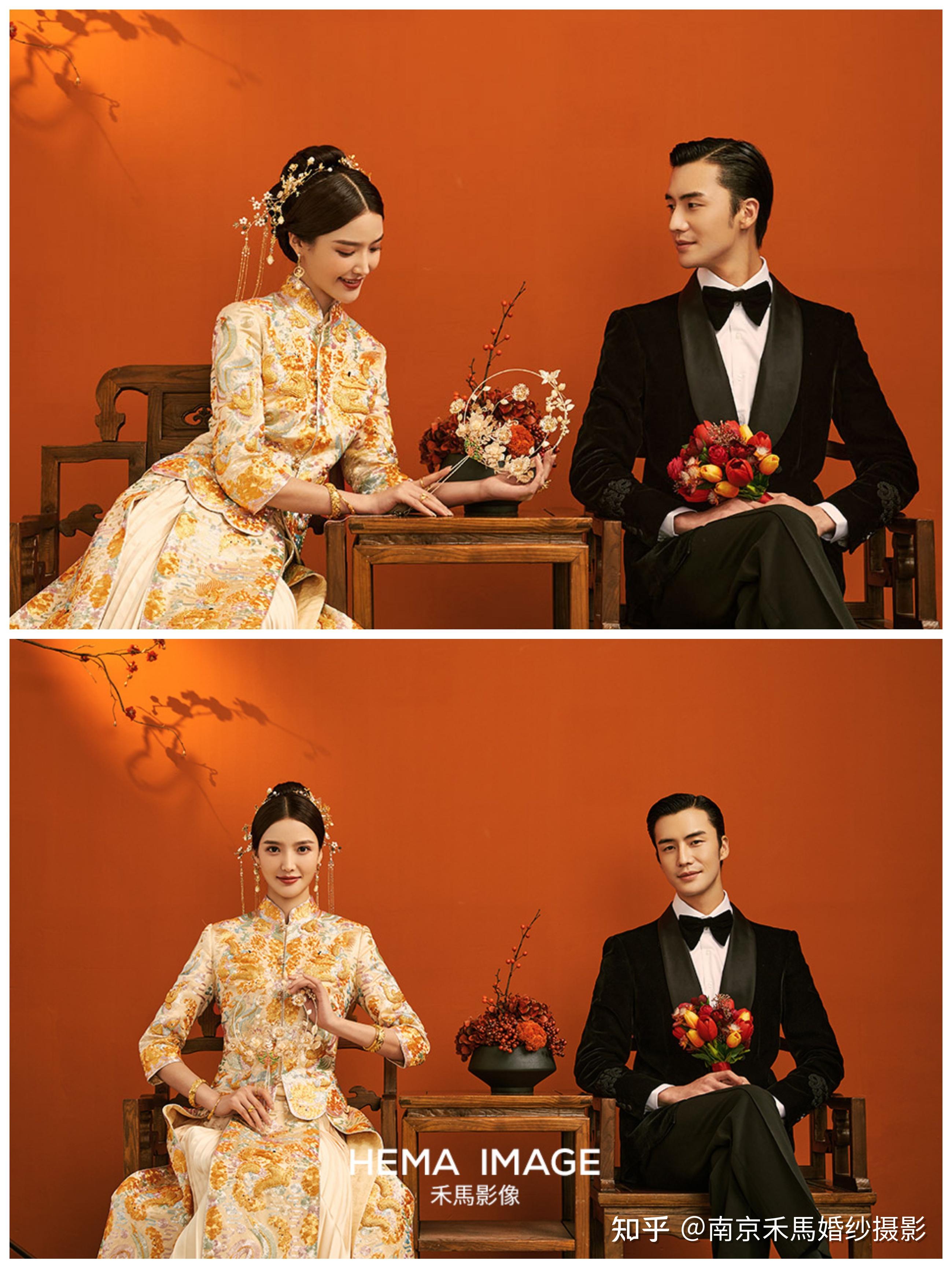 中式嫁衣拍了组双方父母都喜欢的婚纱照风格
