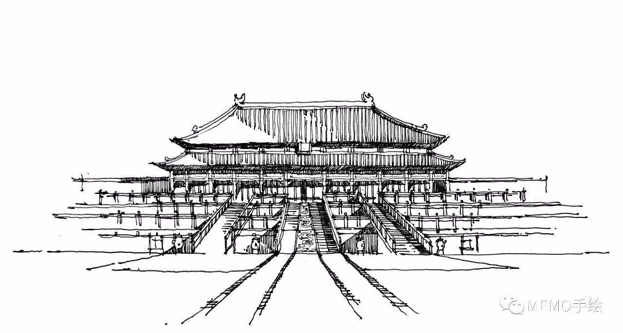 手绘教程|手绘北京故宫太和殿