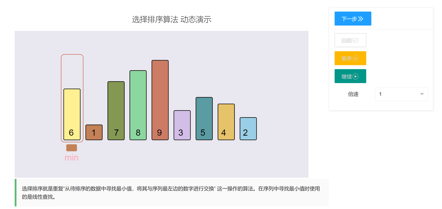 选择排序算法动画演示
