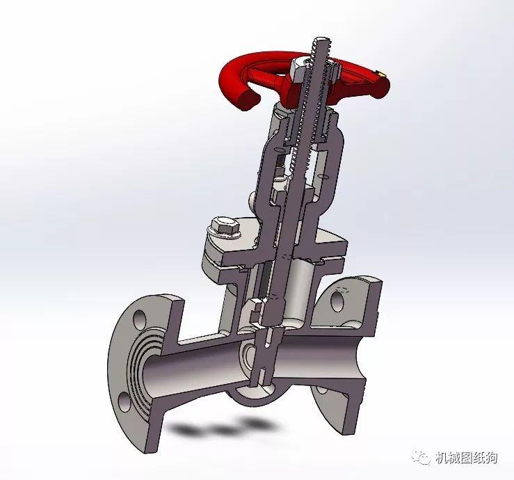 【泵缸阀杆】dn40截止阀3d模型图纸 solidworks设计