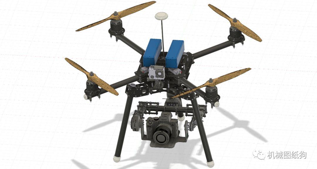 【飞行模型】x4航拍四轴无人机模型3d图纸 stp格式