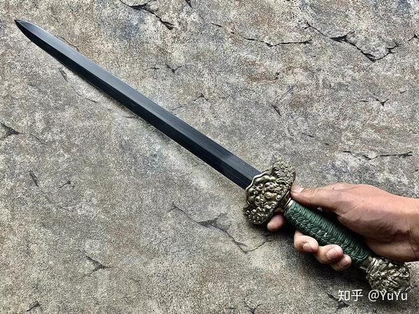 冷钢88rld jade lion dagger 绿色鱼皮鞘 银装 大马士革刃 小号狮子剑