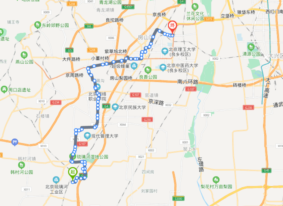 北京琉璃河火车站途经公交车路线乘坐点及其运行时间