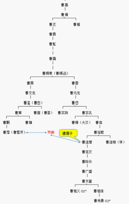 此谱左侧是曹玺曹雪芹家真正家谱,是按曹雪芹在《红楼梦》中亲撰的