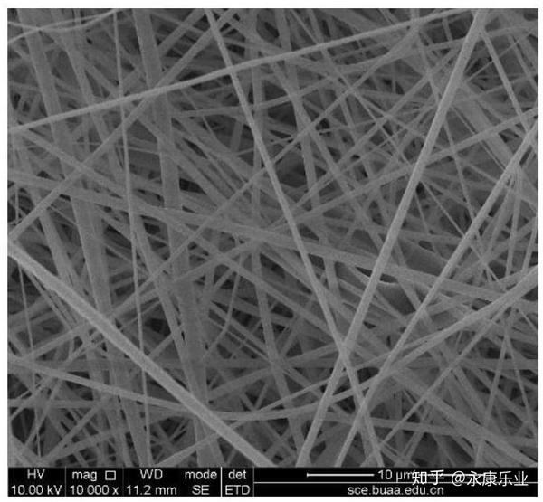 乳液分离膜聚偏氟乙烯-六氟丙烯纤维膜表面放大10000倍形貌扫描