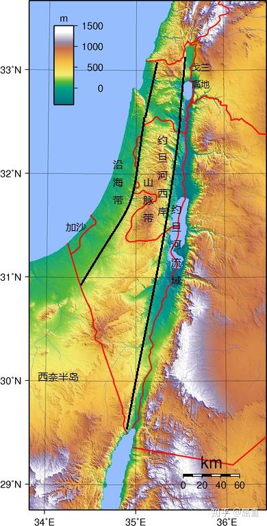 同时, 以色列周围有三个缓冲区:西奈半岛-加沙,戈兰高地,约旦河西岸.