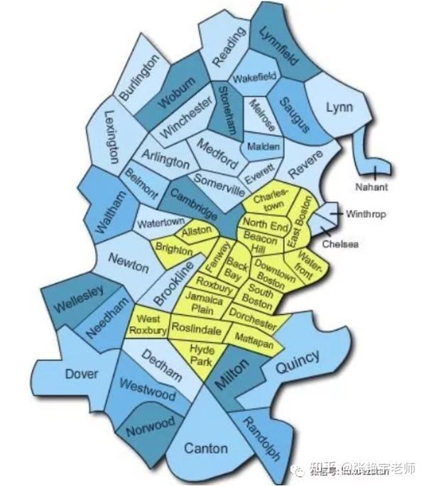 波士顿市及大波士顿地区地图