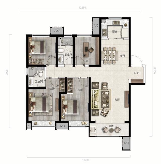 户型鉴赏4改善住宅之四室两厅两卫