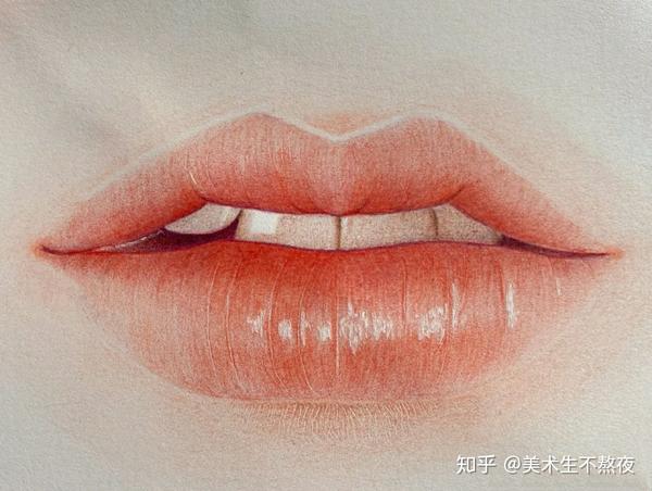分享彩铅画嘴唇的步骤图美术美术生彩铅