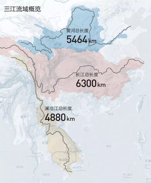 长江,黄河,澜沧江流域概览  新生态工作室