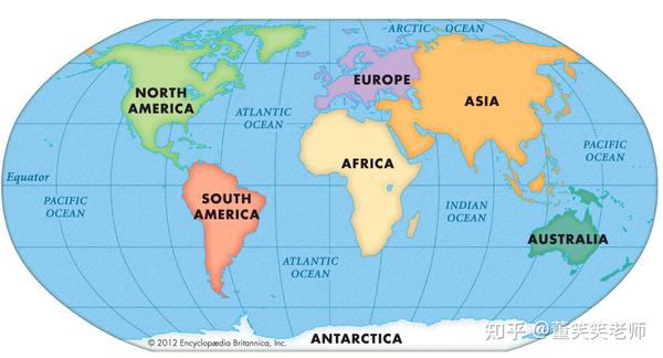 全世界七大洲四大洋用英语怎么说?