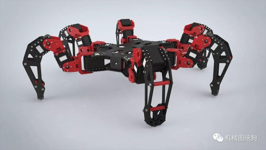 机器人六爪爬行机器人机械结构3d图纸六足solidworks2014设计step