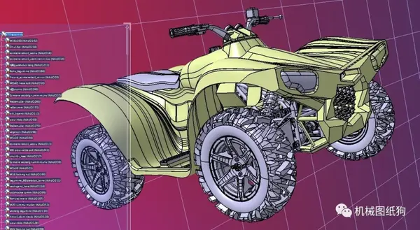 【其他车型】kitty atv全地形四轮摩托车模型3d图纸 step格式