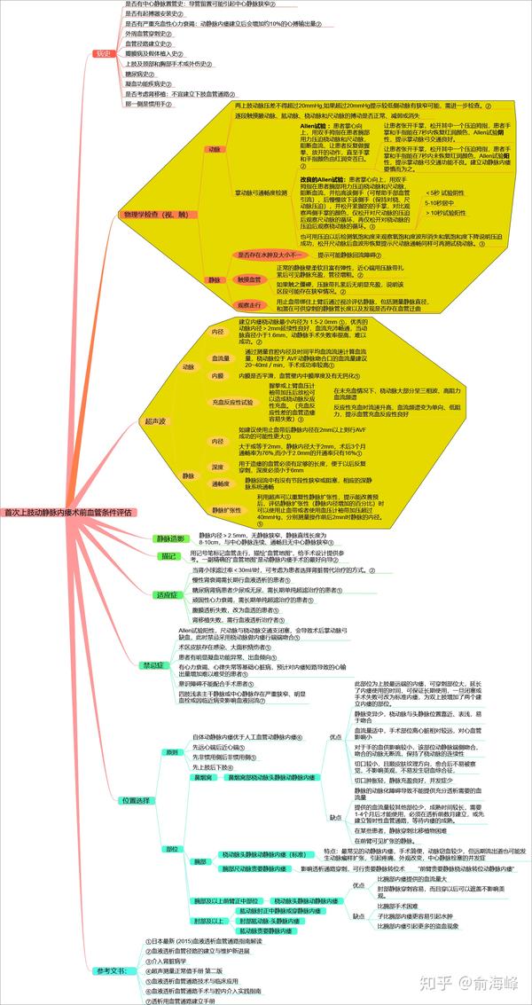 思维导图首次上肢动静脉内瘘术前血管条件评估