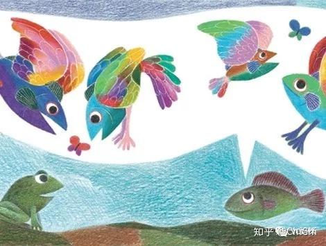 1970年的《fish is fish》(鱼就是鱼),彩色铅笔.
