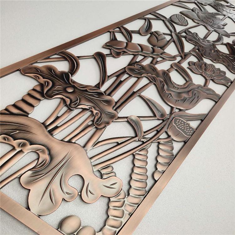 玫瑰金铝板雕刻镂空屏风潮流装饰效果双结合