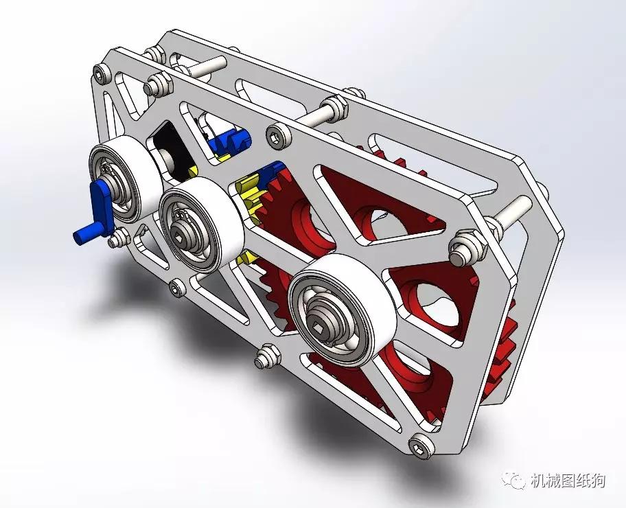 【差减变速器】减速器齿轮演示结构3d图纸 x_t igs格式