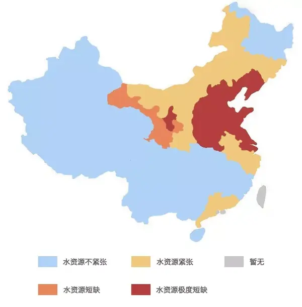 中国水资源分布图(数据来源:2018年中国统计年鉴)