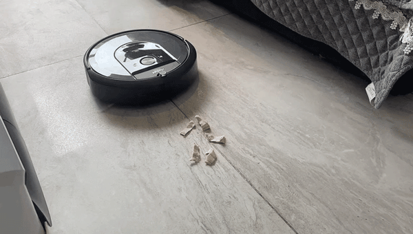 事实证明效果优秀,这么大的体积,都可以轻松的吸入到扫地机器人里面.