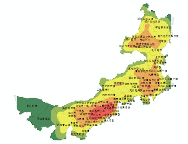 (50)专题图制作之人口地图(3)——内蒙古行政区人口密度分析