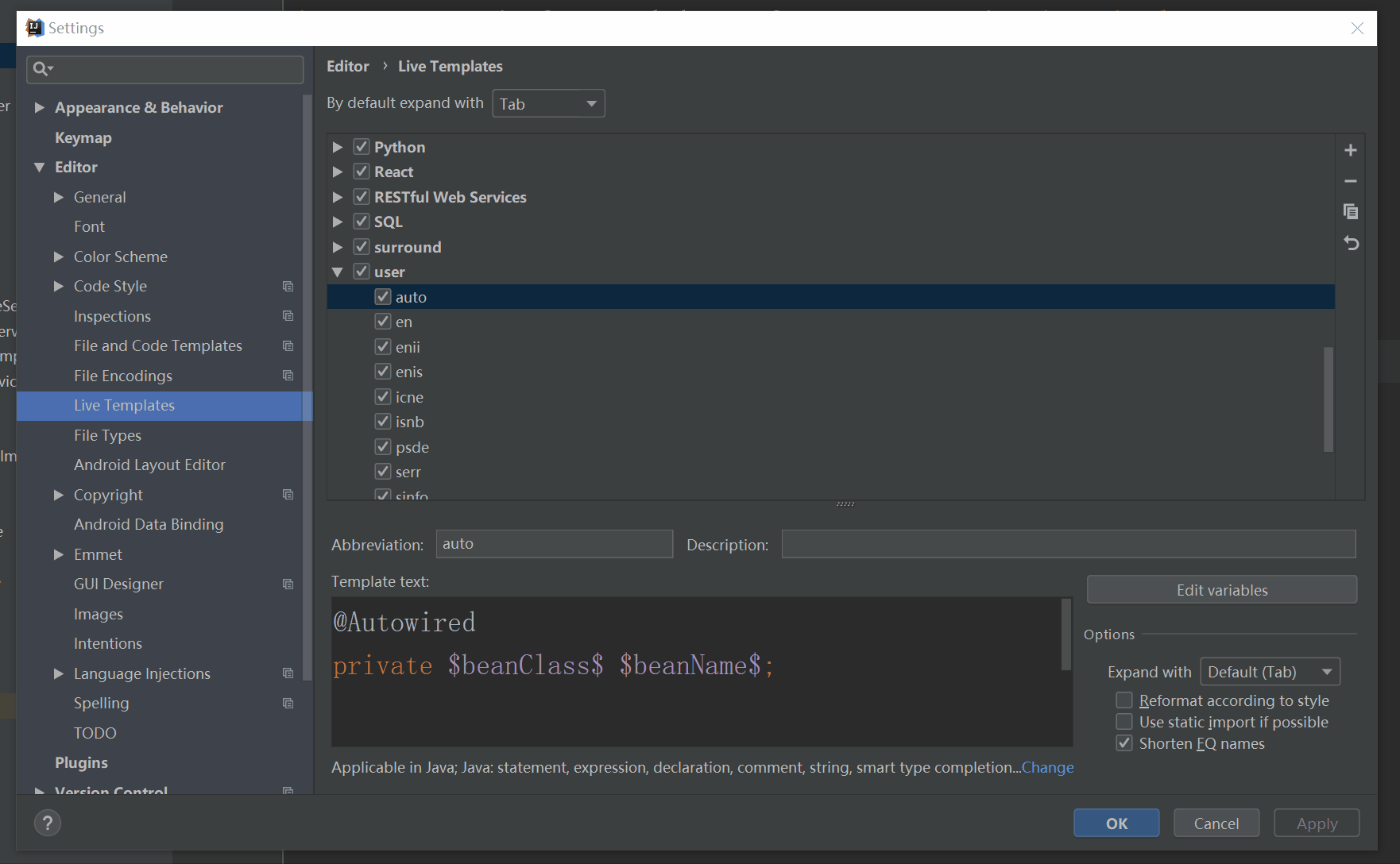 idea的live templates - 知乎
