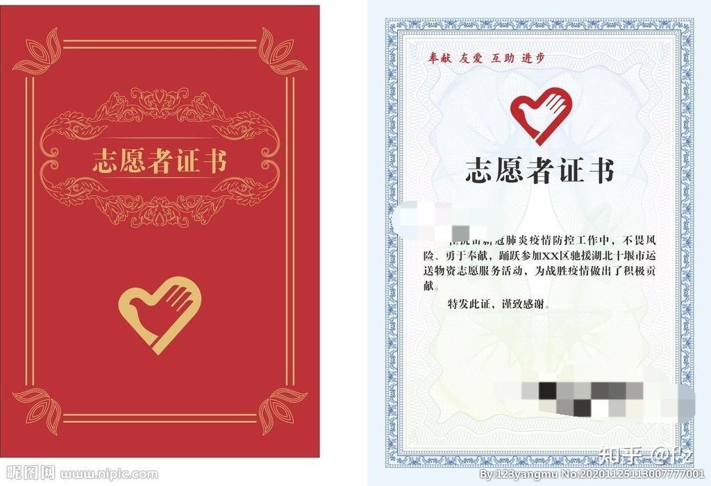 疫情志愿者证书我想看看大家的封面是什么样子