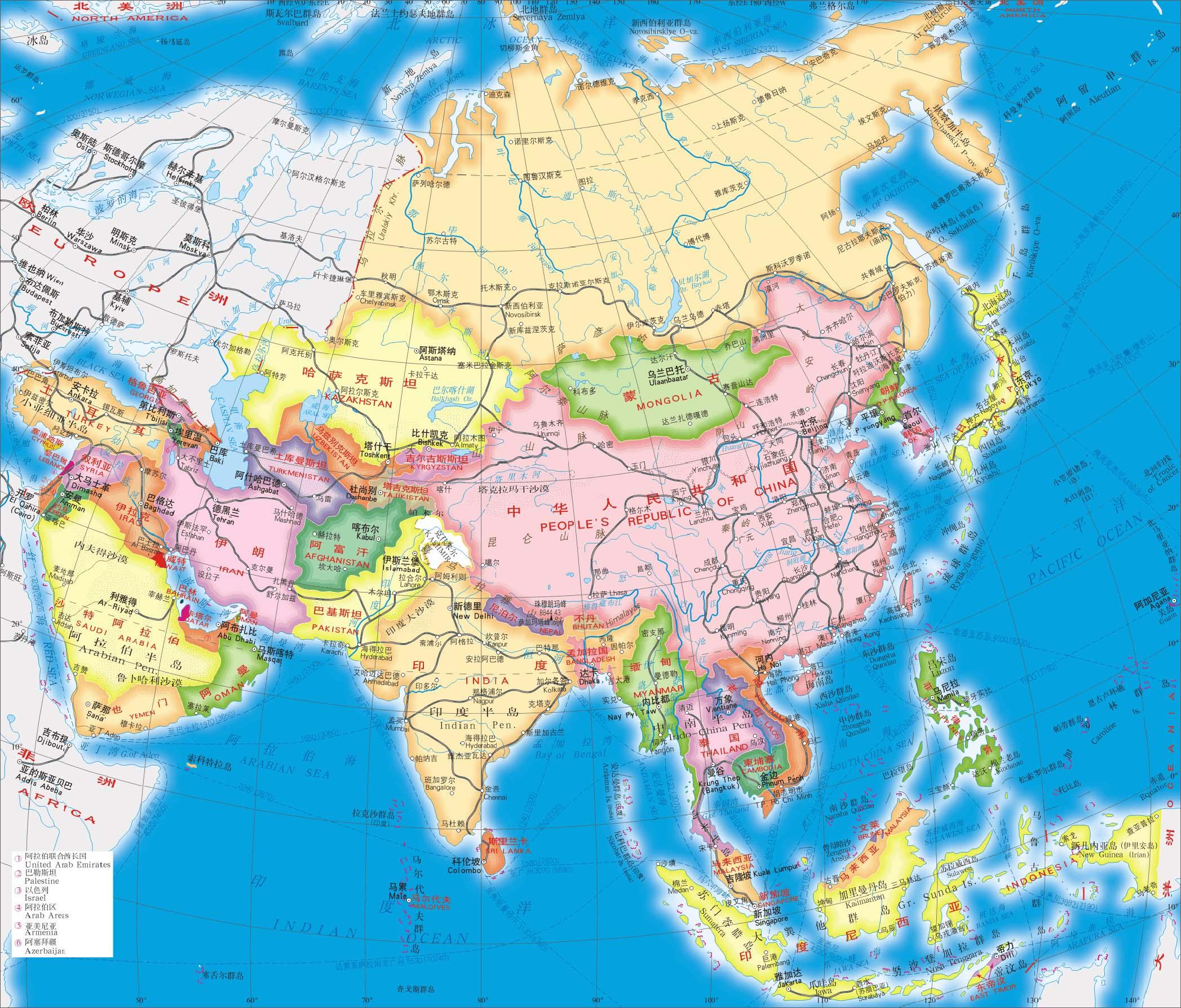 图文解读亚洲行政和地理高清地图可收藏