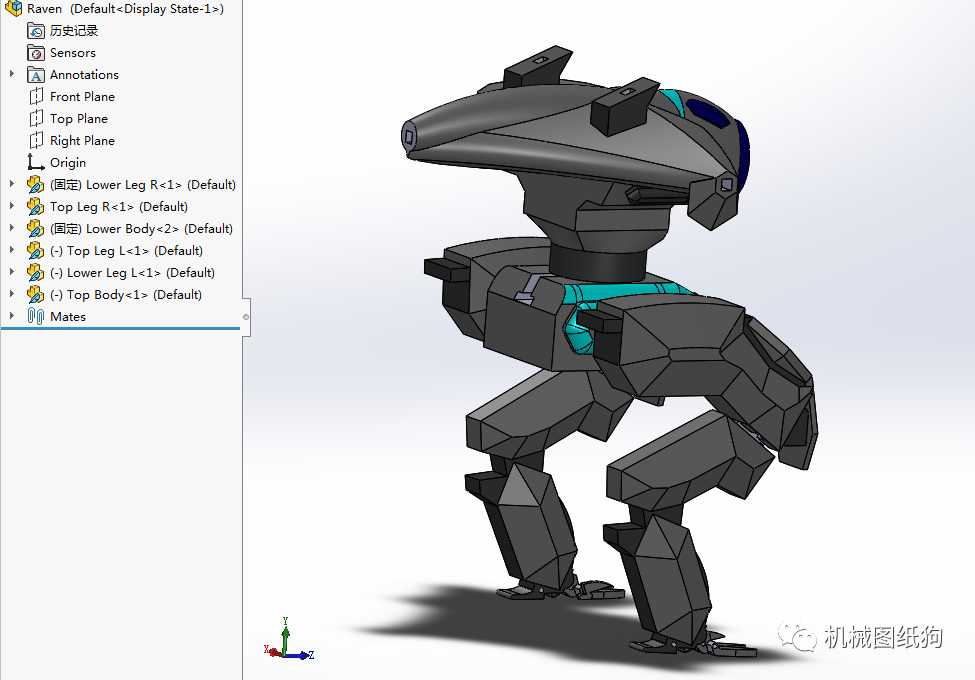 机器人warrobotsraven突击型机甲简易模型3d图纸solidworks设计