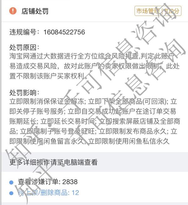 违规状态如下(为了避免盗图,就加了水印,大家留意右上角,现在是扣0分)