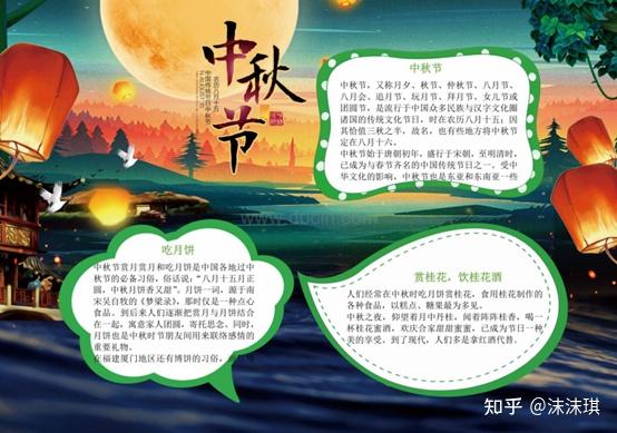 精美孔明灯风格中秋节小报word模板 素材链接:https://v.docin.