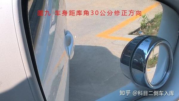 适当修正方向; 第三步,通过后视镜判断,车身与库位边线平行回正方向盘