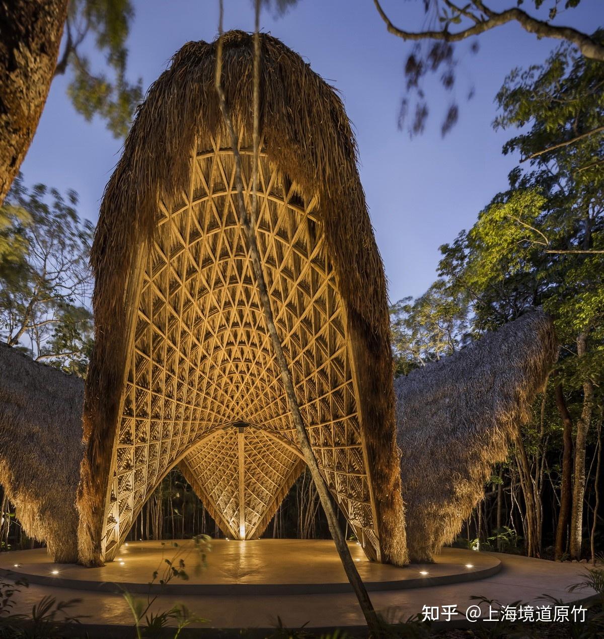 用竹子结构建造的特色文旅竹建筑寺庙竹亭可设计施工造型大气磅礴令人