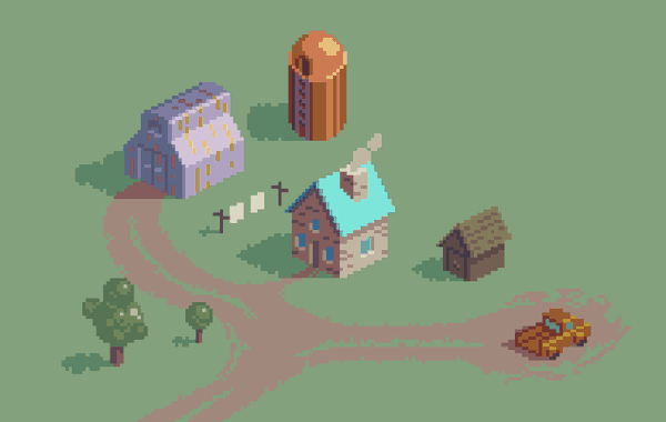 slynyrd像素画教程iso等角透视像素画建筑物教程