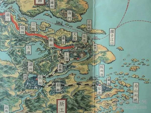 (从长江口,杭州湾,象山港,三门湾的海岸线看,这幅地图绘制者真是故意