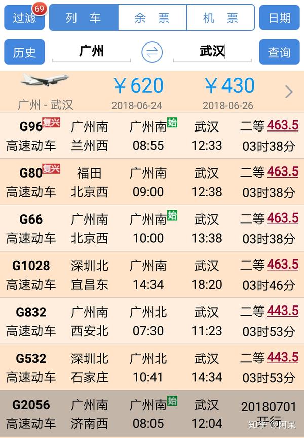京广或者武广高铁的复兴号车次有哪些?