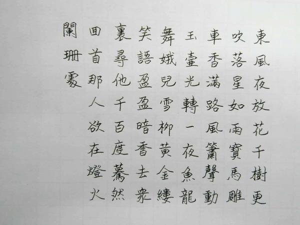 辛弃疾青玉案元夕笔友钢笔字习作欣赏