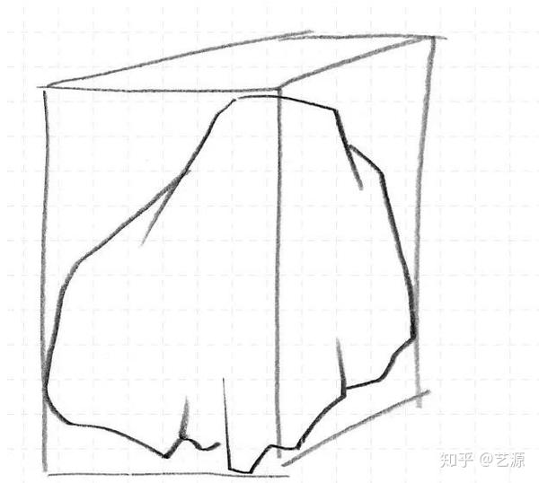 石头的形态变化 一组石头的画法: 当画面中出现一组石头时,要注意