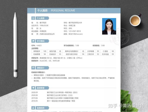 简约保研夏令营个人简历