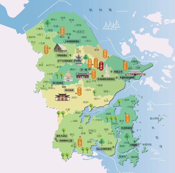 宁波市旅游地图