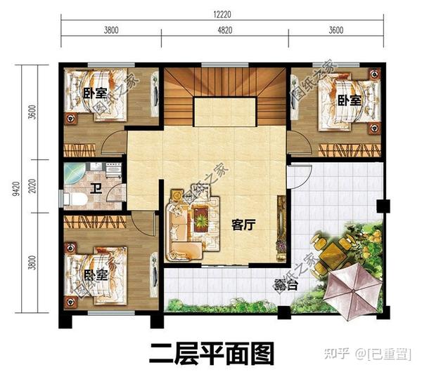 第四款:80平方米三层小户型别墅设计图以及户型图,小型自建民房方案