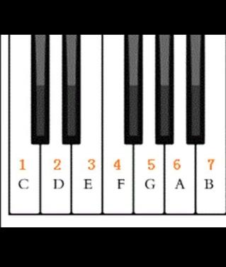 建议去钢琴上摸一下,秒懂. 如果弹1234567: c调直接弹1,2,3,4,5,6,7.