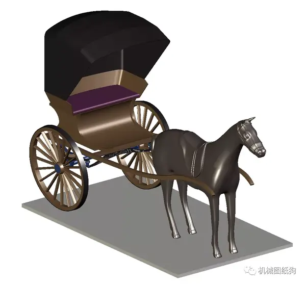 【其他车型】tilbury buggy单匹马车模型3d图纸 stp格式