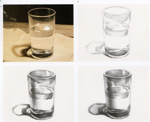 素描玻璃杯怎么画?材质画法