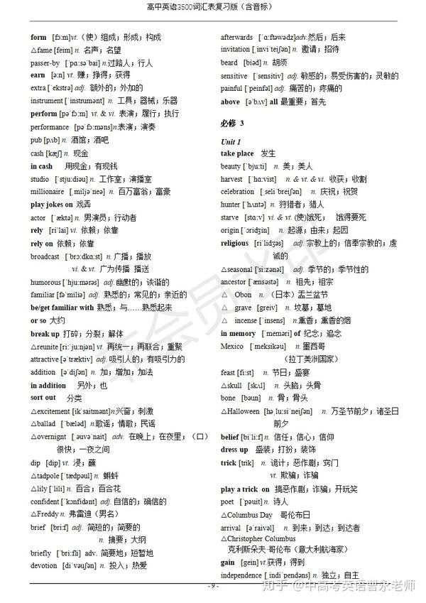 高中英语3500词汇表电子版~复习版(含音标)(可下载)