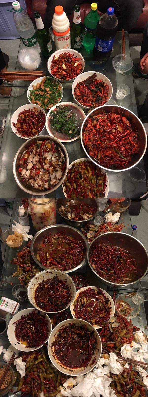 然后,湖南人吃辣的阈值也不同,那一桌有人辣的不要不要的,不过是少数