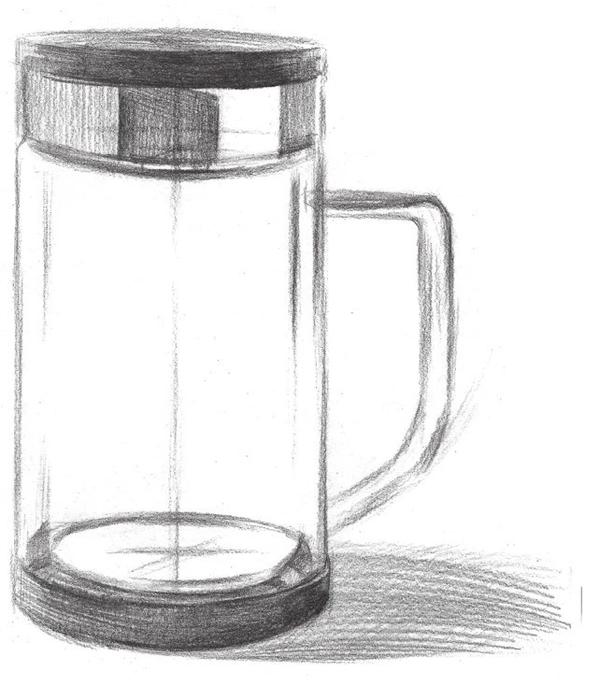 素描入门玻璃质感水杯画法步骤讲解